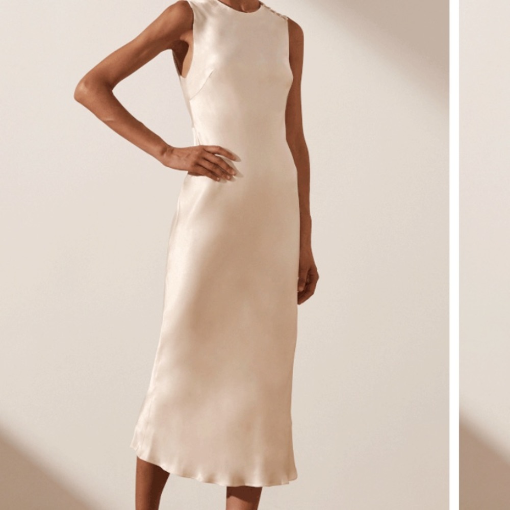 LA LUNE BIAS SLEEVELESS MIDI DRESS - CREAM
